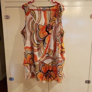 Sheer nylon blouse, NO STRETCH, sleeveless